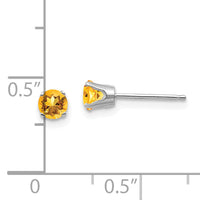 14k White Gold 4mm Citrine Stud Earrings-XBE131