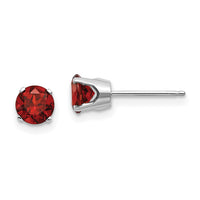 14k White Gold 5mm Garnet Stud Earrings-XBE133