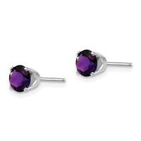 14k White Gold 5mm Amethyst Stud Earrings-XBE134