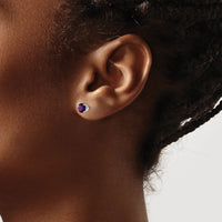 14k White Gold 5mm Amethyst Stud Earrings-XBE134