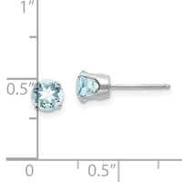 14k White Gold 5mm Aquamarine Stud Earrings-XBE135