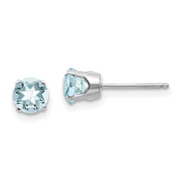 14k White Gold 5mm Aquamarine Stud Earrings-XBE135