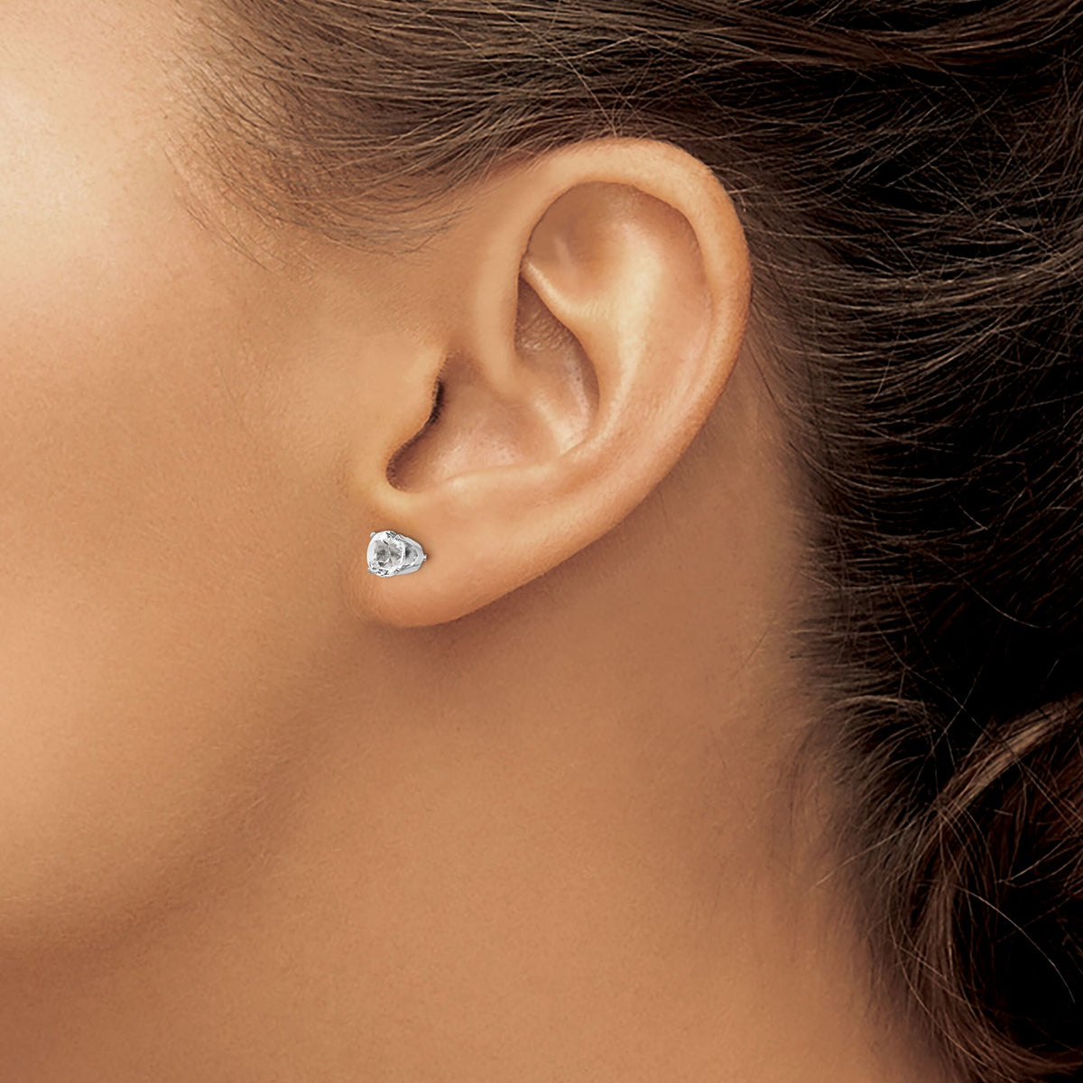 14k White Gold 5mm White Topaz Stud Earrings-XBE136