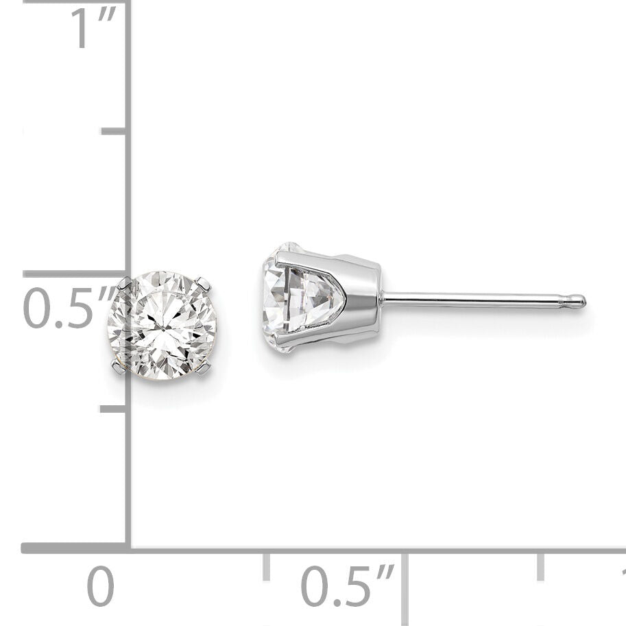 14k White Gold 5mm White Topaz Stud Earrings-XBE136
