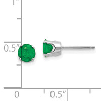 14k White Gold 5mm Emerald Stud Earrings-XBE137