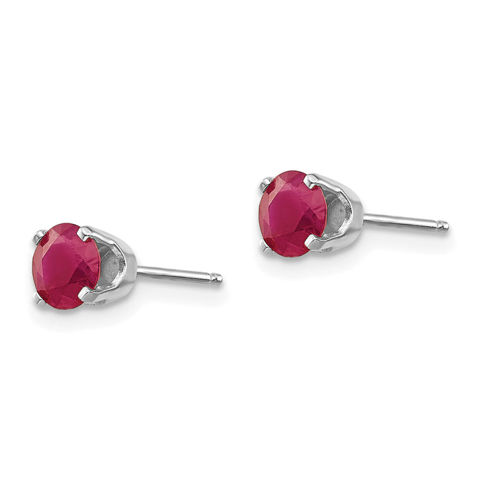 14k White Gold 5mm Ruby Stud Earrings-XBE138