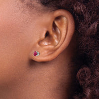14k White Gold 5mm Ruby Stud Earrings-XBE138