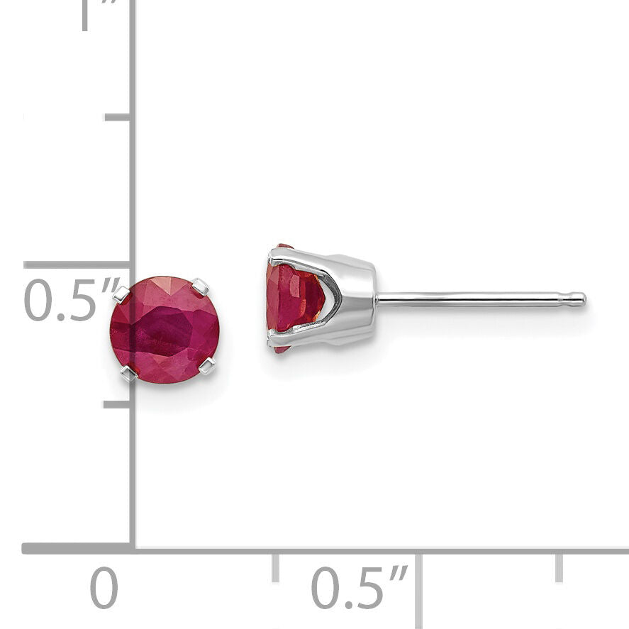 14k White Gold 5mm Ruby Stud Earrings-XBE138