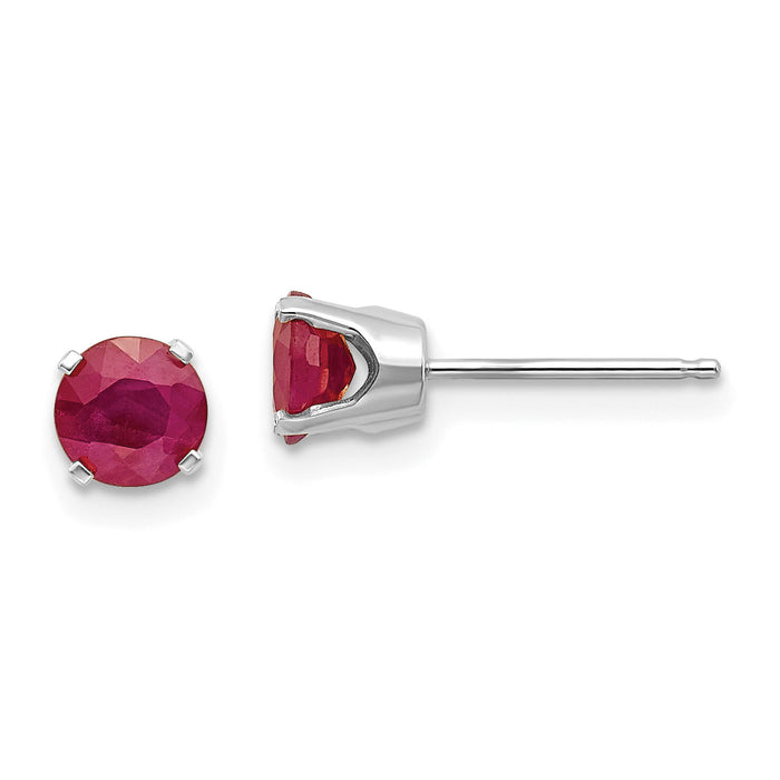 14k White Gold 5mm Ruby Stud Earrings-XBE138