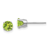 14k White Gold 5mm Peridot Stud Earrings-XBE139