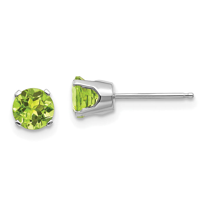 14k White Gold 5mm Peridot Stud Earrings-XBE139