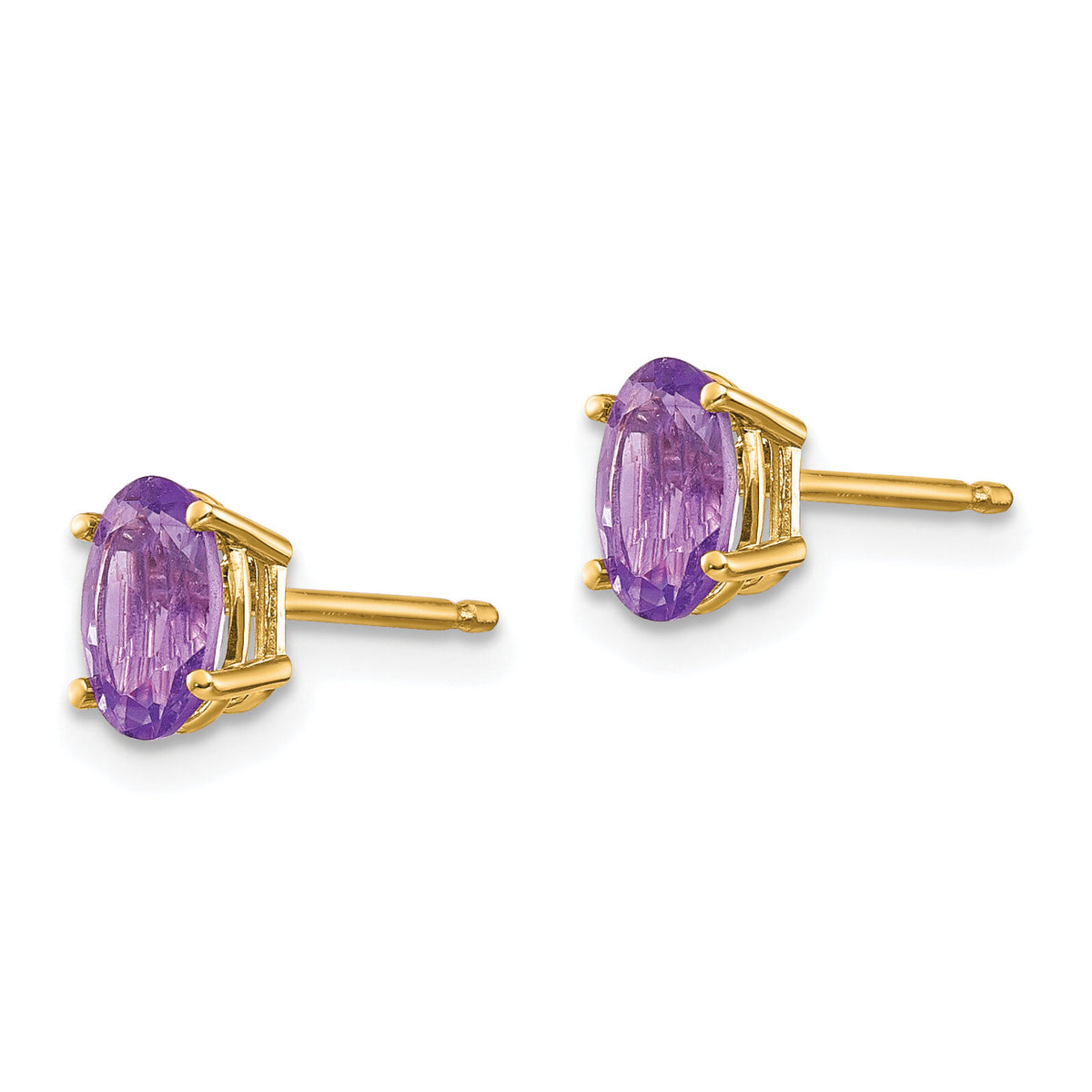 14k 6x4 Oval February/Amethyst Post Earrings-XBE14