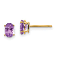 14k 6x4 Oval February/Amethyst Post Earrings-XBE14