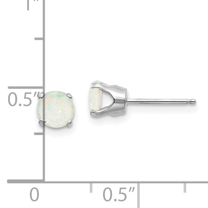 14k White Gold 5mm Opal Stud Earrings-XBE141