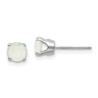 14k White Gold 5mm Opal Stud Earrings-XBE141