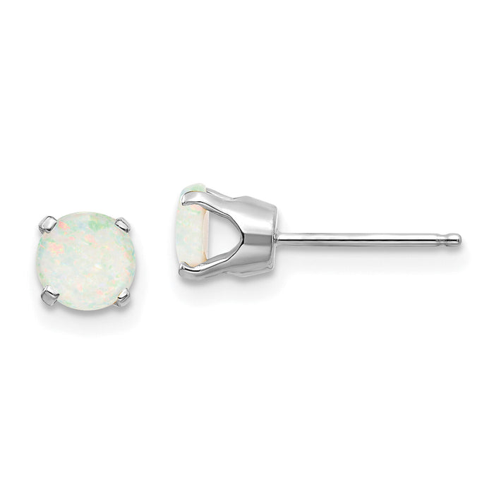 14k White Gold 5mm Opal Stud Earrings-XBE141