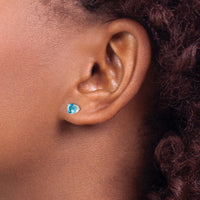 14k White Gold 5mm Blue Topaz Stud Earrings-XBE143
