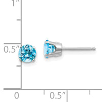 14k White Gold 5mm Blue Topaz Stud Earrings-XBE143