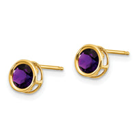 14k 5mm Bezel Amethyst Stud Earrings-XBE145