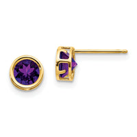 14k 5mm Bezel Amethyst Stud Earrings-XBE145