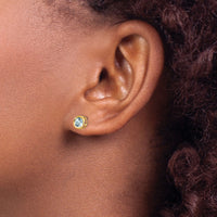 14k 5mm Bezel Aquamarine Stud Earrings-XBE146