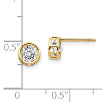 14k 5mm Bezel White Topaz Stud Earrings-XBE147