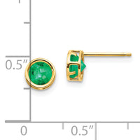 14k 5mm Bezel Emerald Stud Earrings-XBE148