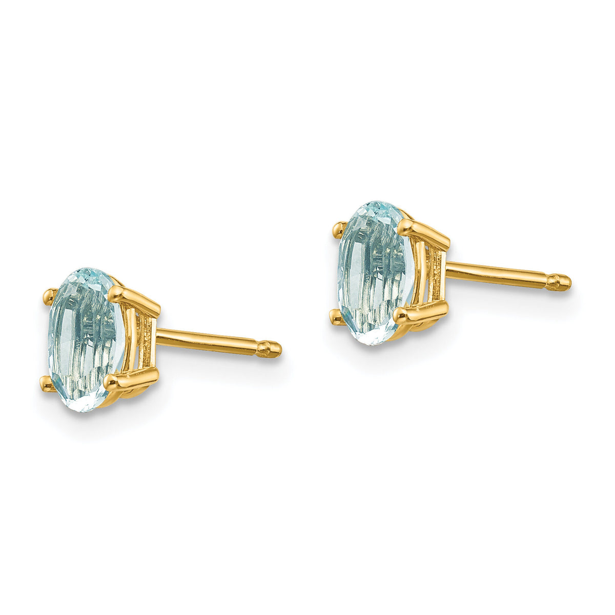14k 6x4 Oval March/Aquamarine Post Earrings-XBE15