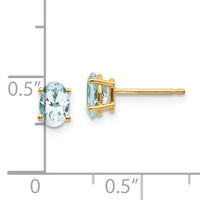 14k 6x4 Oval March/Aquamarine Post Earrings-XBE15