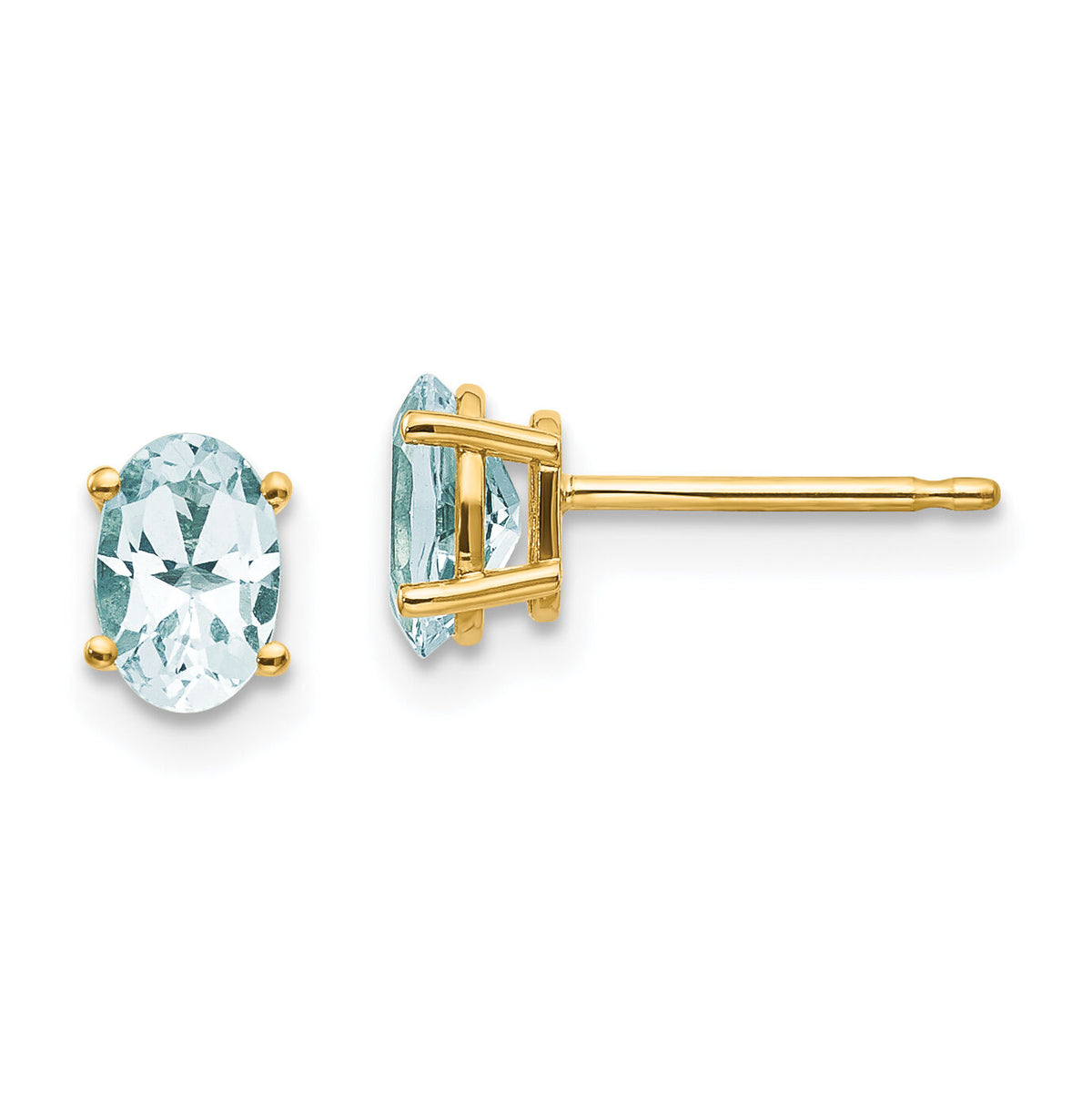 14k 6x4 Oval March/Aquamarine Post Earrings-XBE15