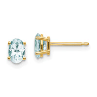 14k 6x4 Oval March/Aquamarine Post Earrings-XBE15