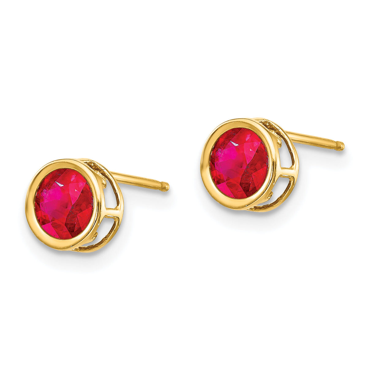 14k 5mm Bezel Ruby Stud Earrings-XBE150