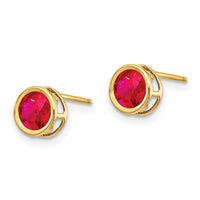 14k 5mm Bezel Ruby Stud Earrings-XBE150