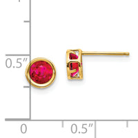 14k 5mm Bezel Ruby Stud Earrings-XBE150