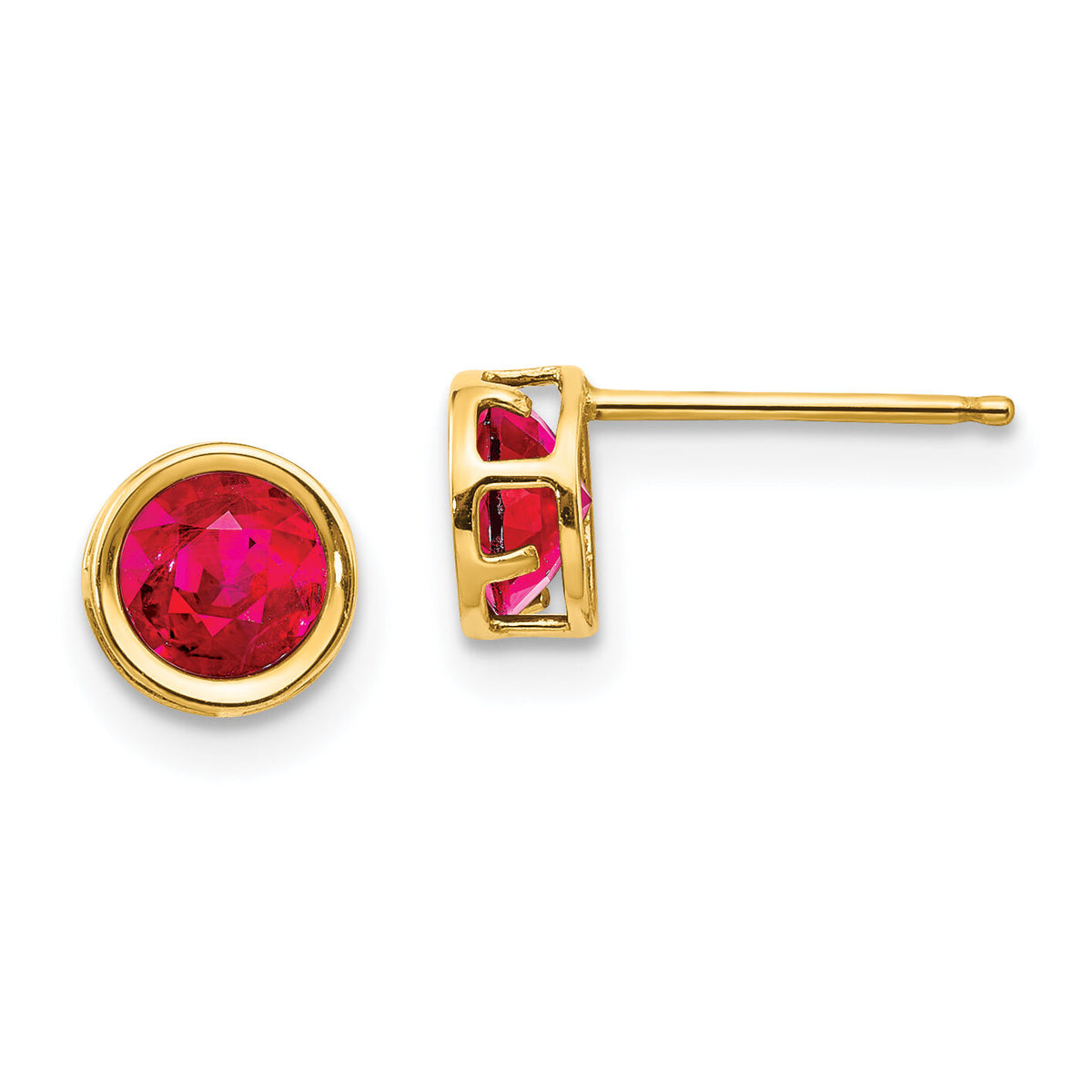14k 5mm Bezel Ruby Stud Earrings-XBE150