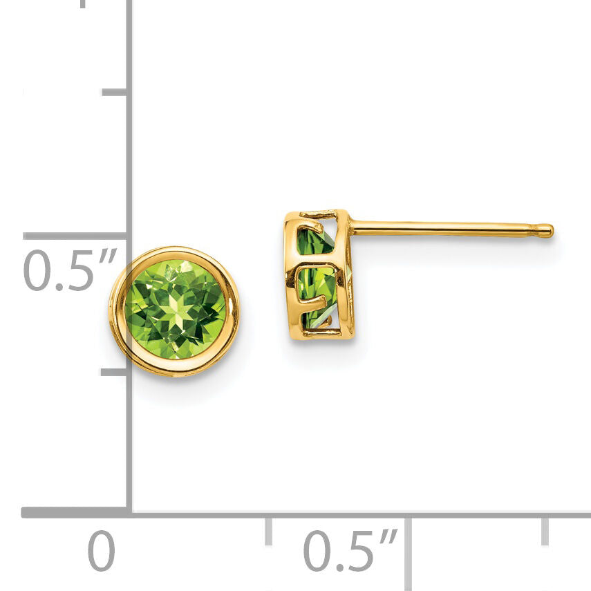 14k 5mm Bezel Peridot Stud Earrings-XBE151