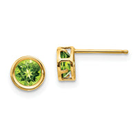 14k 5mm Bezel Peridot Stud Earrings-XBE151
