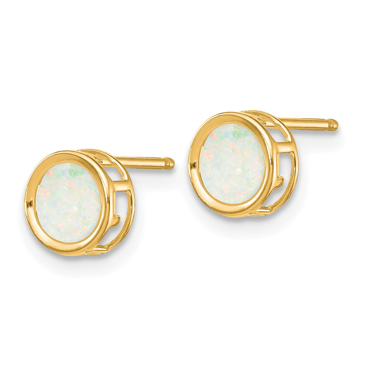 14k 5mm Bezel Opal Stud Earrings-XBE153