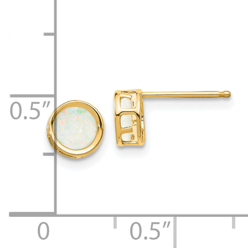 14k 5mm Bezel Opal Stud Earrings-XBE153