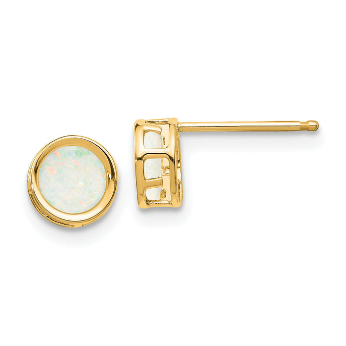 14k 5mm Bezel Opal Stud Earrings-XBE153