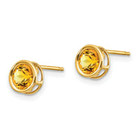 14k 5mm Bezel Citrine Stud Earrings-XBE154