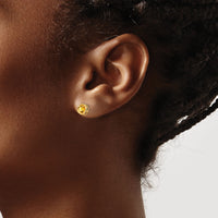 14k 5mm Bezel Citrine Stud Earrings-XBE154