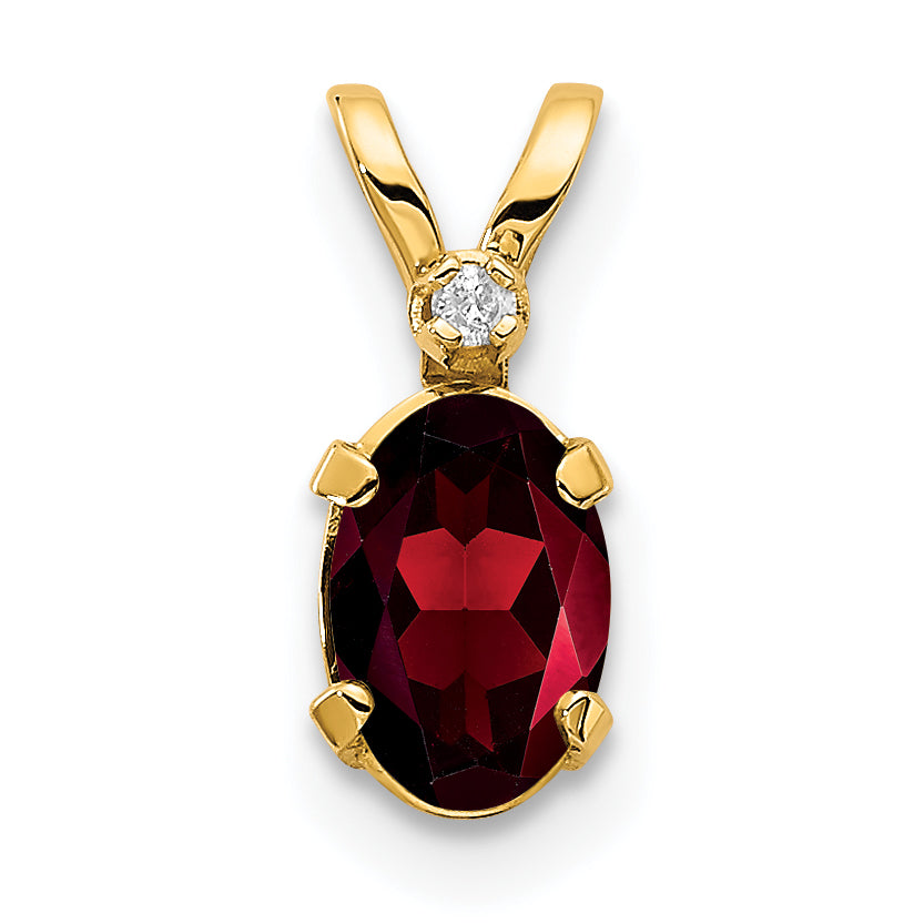 14k Diamond & Garnet Birthstone Pendant-XBE156
