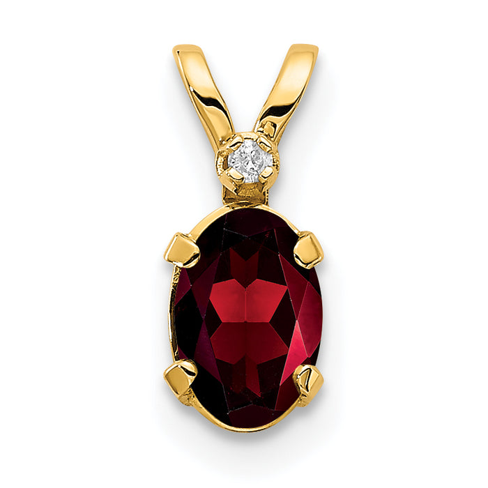 14k Diamond & Garnet Birthstone Pendant-XBE156
