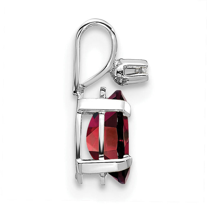 14K White Gold Diamond and Garnet Birthstone Pendant-XBE156W