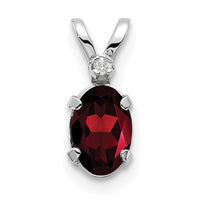 14K White Gold Diamond and Garnet Birthstone Pendant-XBE156W