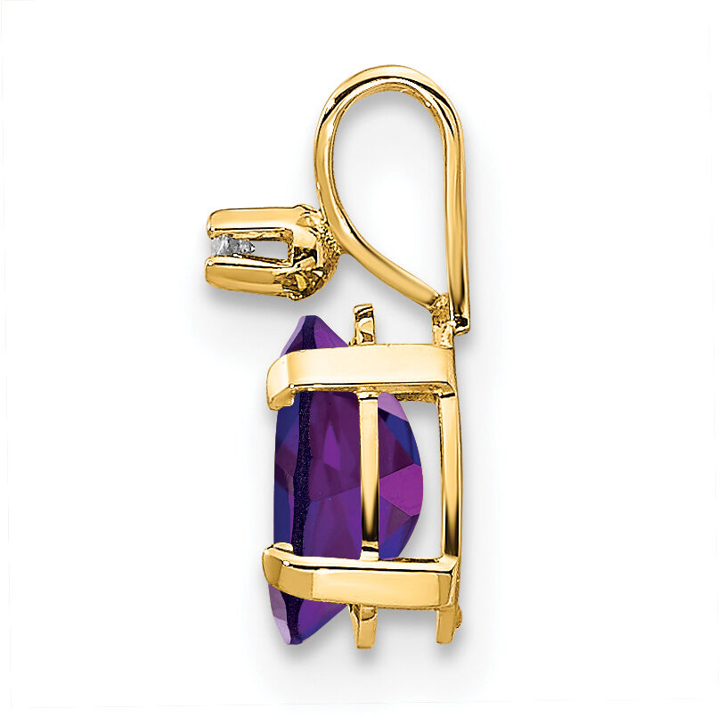 14k Diamond & Amethyst Birthstone Pendant-XBE157