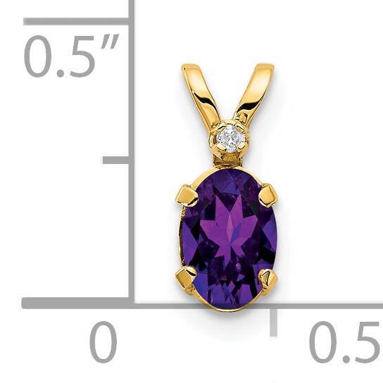 14k Diamond & Amethyst Birthstone Pendant-XBE157