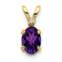 14k Diamond & Amethyst Birthstone Pendant-XBE157
