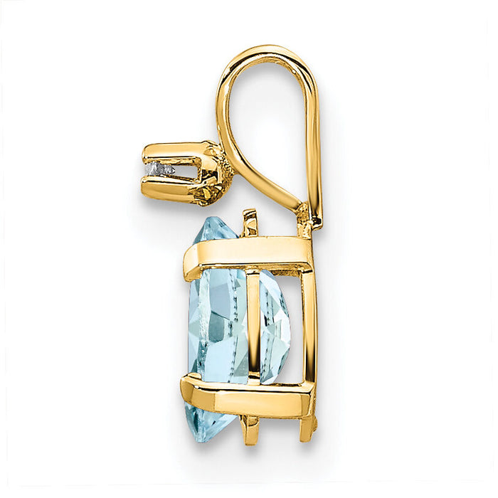14k Diamond & Aquamarine Birthstone Pendant-XBE158